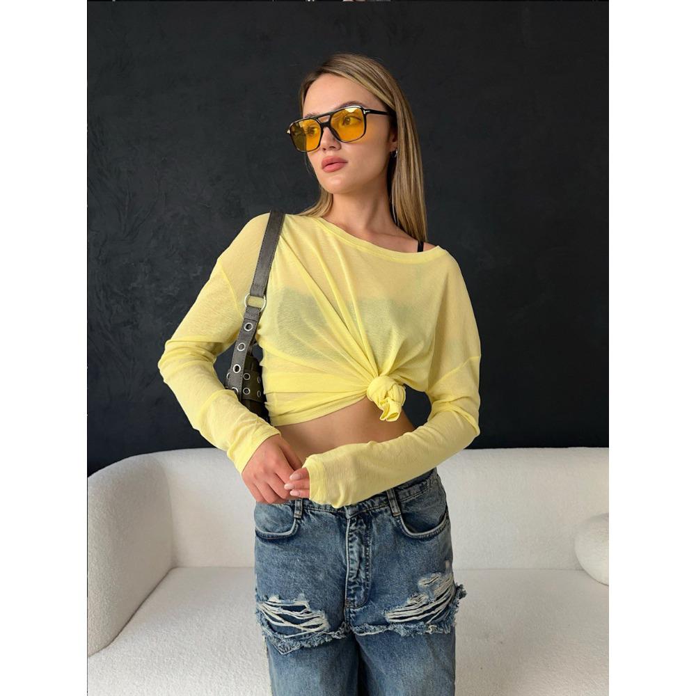 Hirsionsan 2025 Basic Lyocell T-Shirts Damen Frühling Sommer Langarm Locker Unterteile Damen Casual Gestrickt Weich Damen Tops