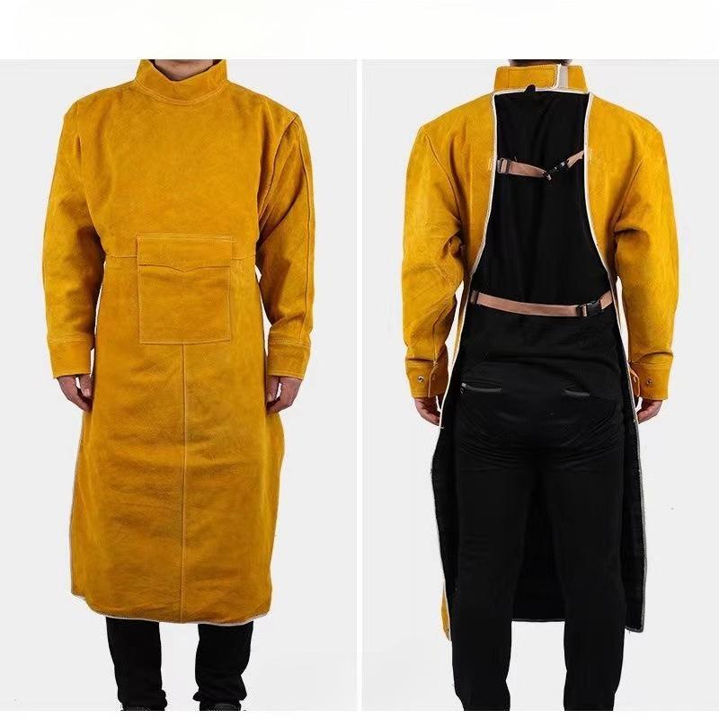 Leather Suede Electric Welding Protective Suit Anti-fire Scald Proof Flame Retardant Heat Insulation Clothing Work Apron