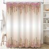 Luxury Bathroom Shower Curtain Set with Gold Sparkle and Pink Glitter: Dripping Waterfall Design for Home Decor Modern Bath Acce