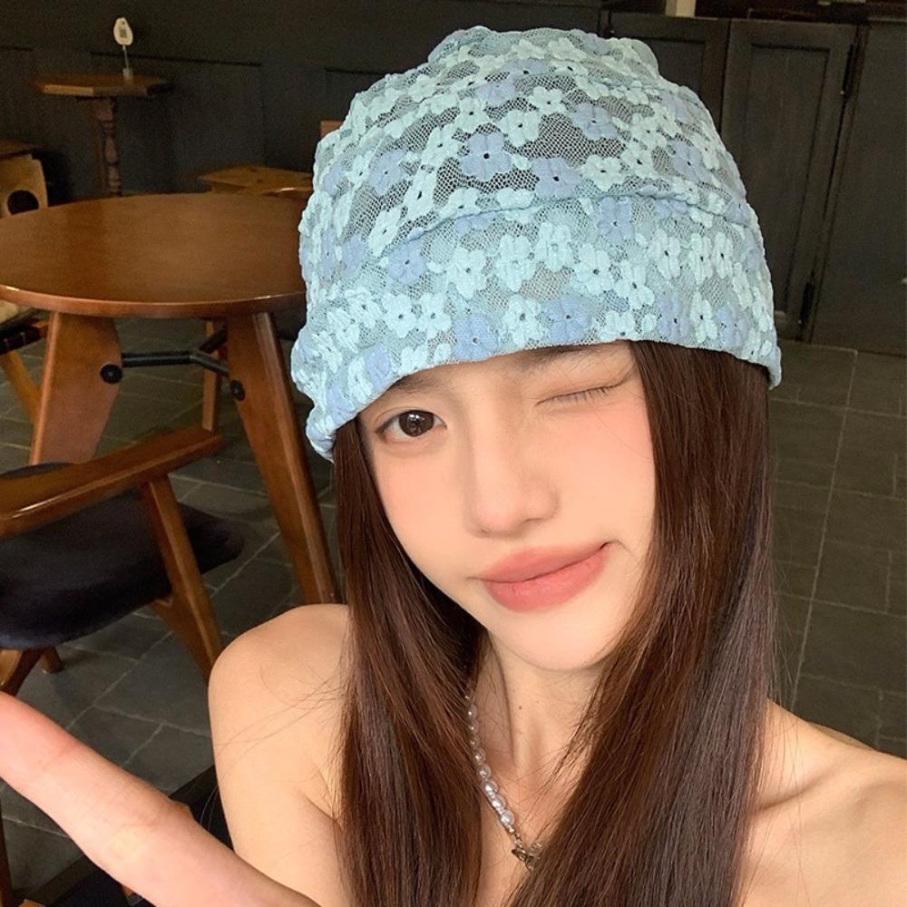 Thin Lace Pullover Hat Hollow Sunscreen Cap Sweet Beanies Hat Apparel Accessories