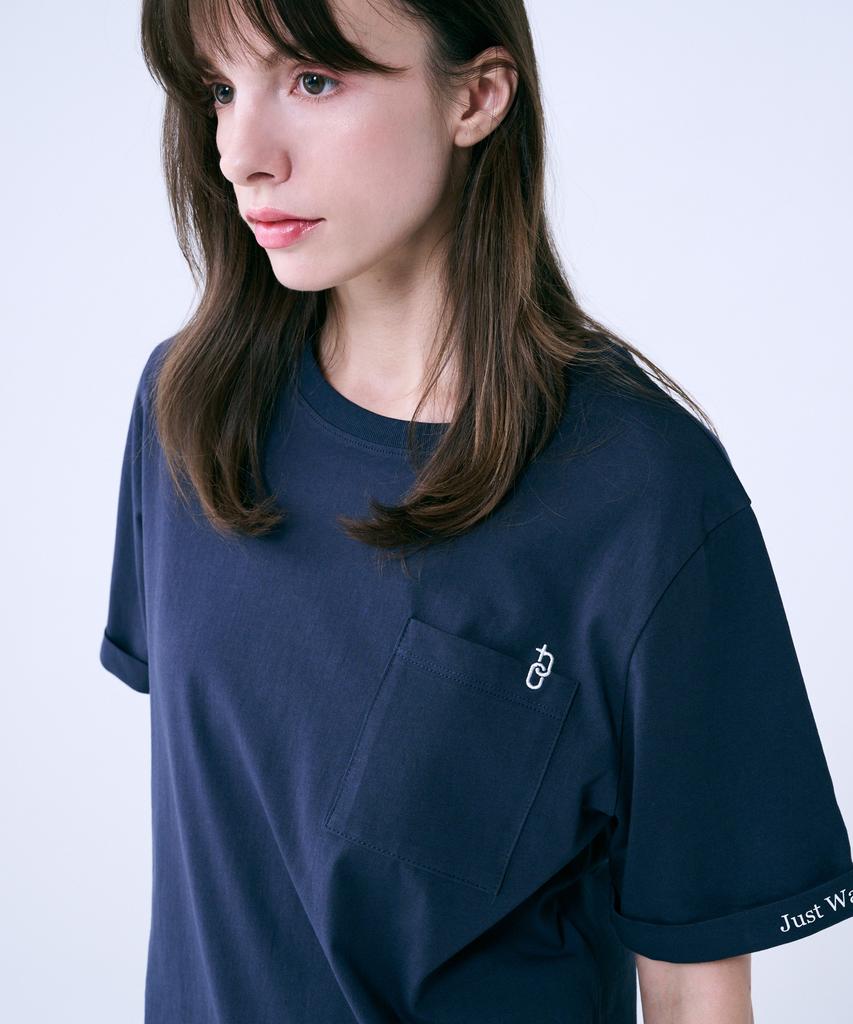Solteuaenchokollis Pocket Point Sleeve Lettering T-Shirt Navy 4W2321004