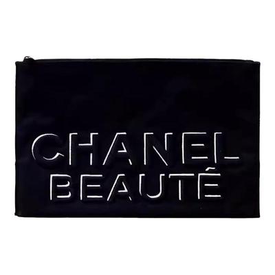 BEAUTE Black Embroidered Canvas Pouch