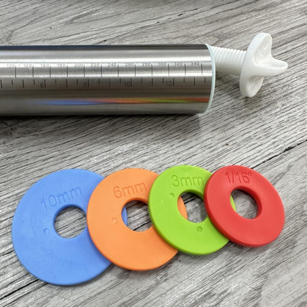 Abnehmbare Ringe Edelstahl Nudelholz Dicke Antihaft Teigroller Glatte Oberfläche Verstellbare Silikon Knetmatte