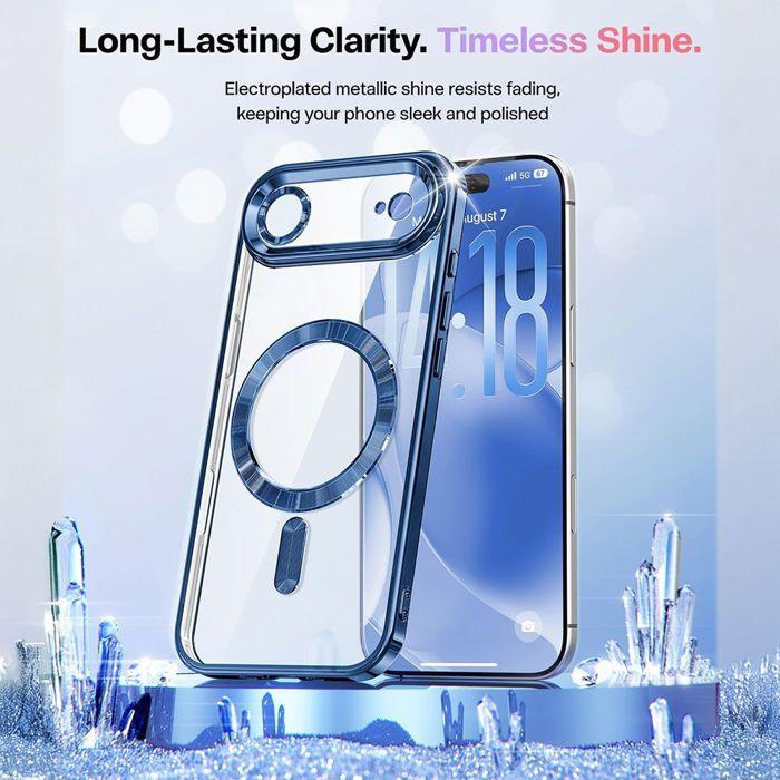 Coque de Protection - BOOLING - pour iPhone Air - Silicone avec Cercle Magnétique - Bleu Scintillant