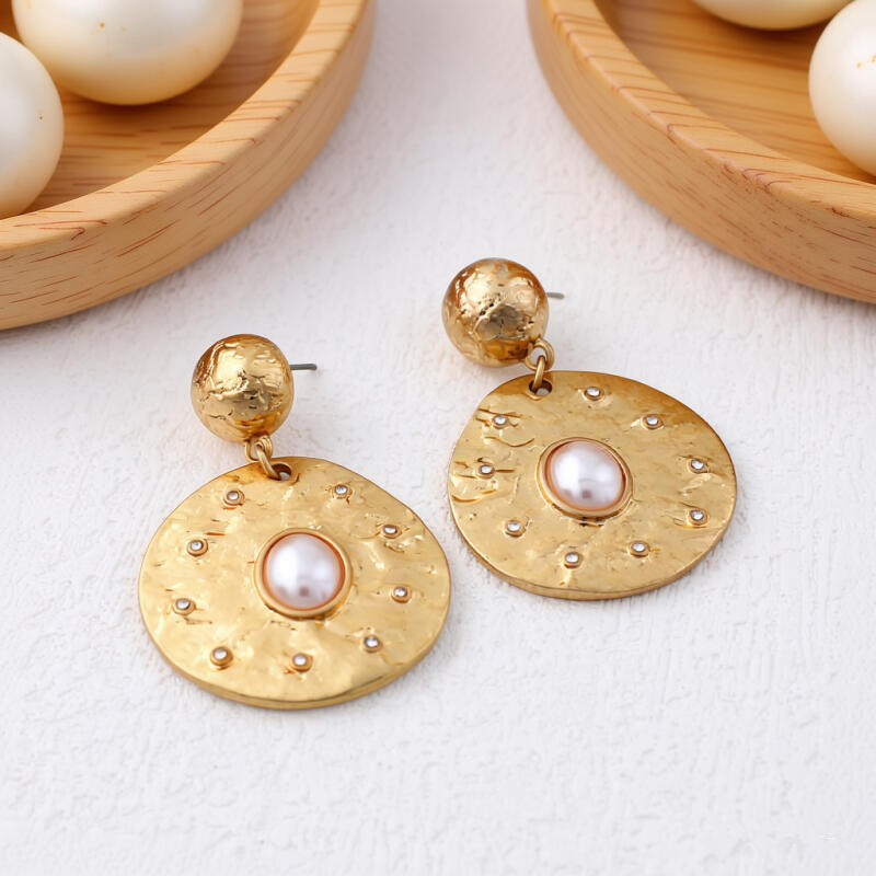Retro Fine Rhinestone Geometric Round Earrings for Women Ladies Europe and America Style Drop Earrings Banquet Jewelry Wholesale