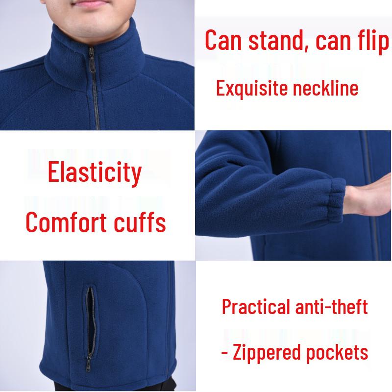 Men's Plus Size Fleece Jacket: Casual and Loose, Perfect for Autumn and Winter. Ideal for Middle-Aged and Elderly.