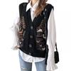 Spring  Autumn Knitted Vest Women Loose Knit Sleeveless Top V-neck Sleeveless Sweater Embroidered Cardigan Vest