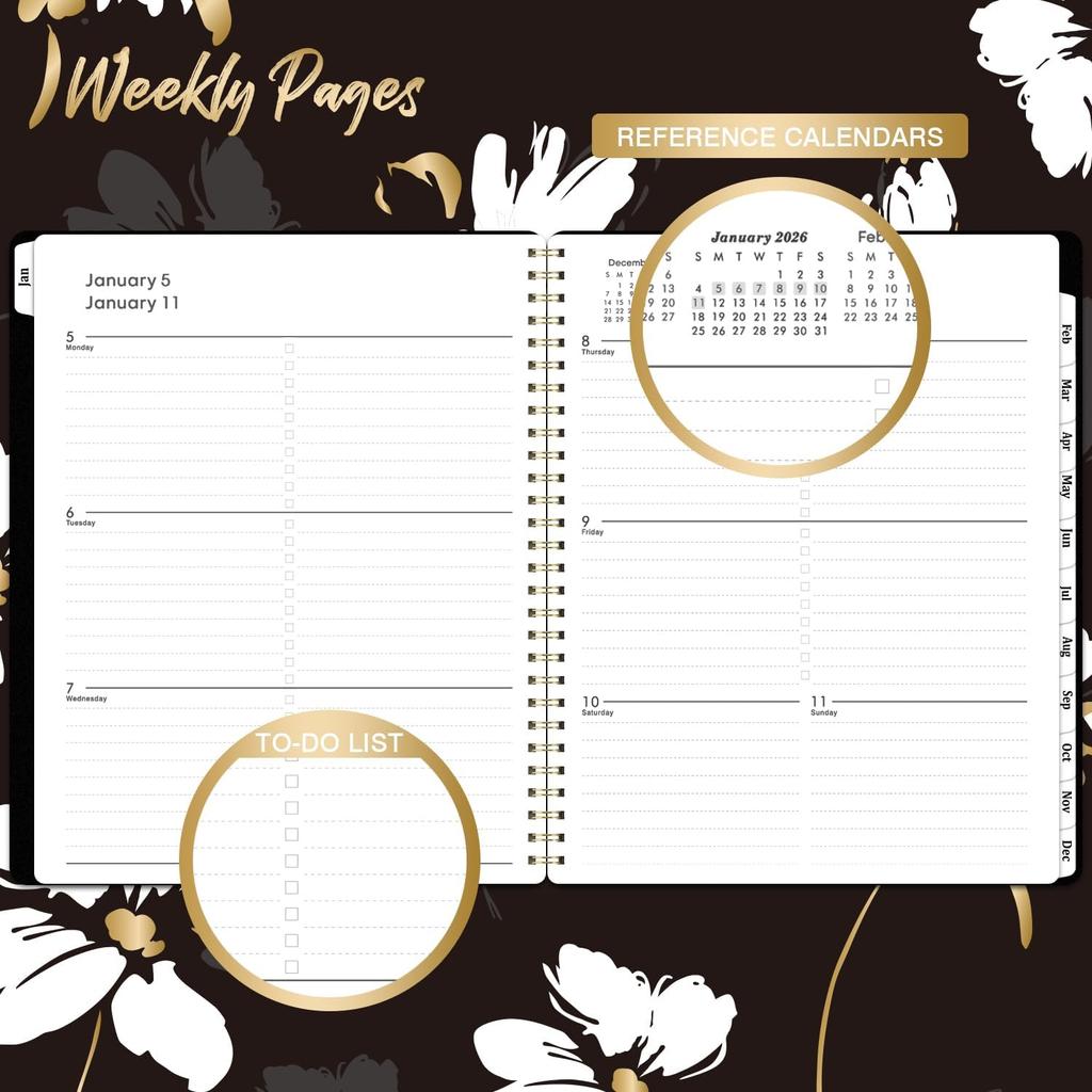 2026 Planner - 2026 Planner Weekly and Monthly, January - December 2026, Calendar Planner 2026 with Monthly Tabs, Floral Cover