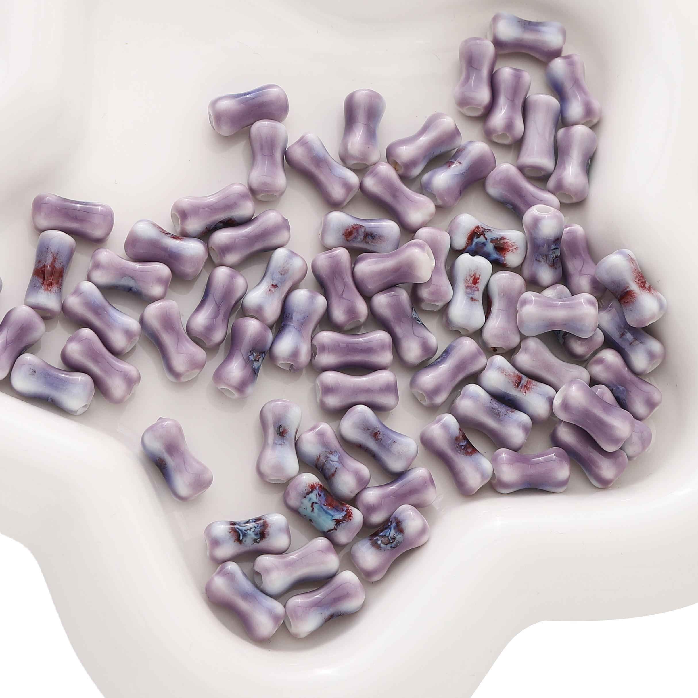

2-10 шт. Керамические бусины ручной росписи костяной интервал разбросанные бусины для самостоятельного изготовления браслетов ожерелий ювелирных изделий 2pcs фиолетовый/синий