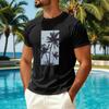 Men's Summer Casual Short Sleeve T-Shirt Hawaiian Print Crew Neck Quick Dry Breathable Sun Protection Ice Silk Fabric Top