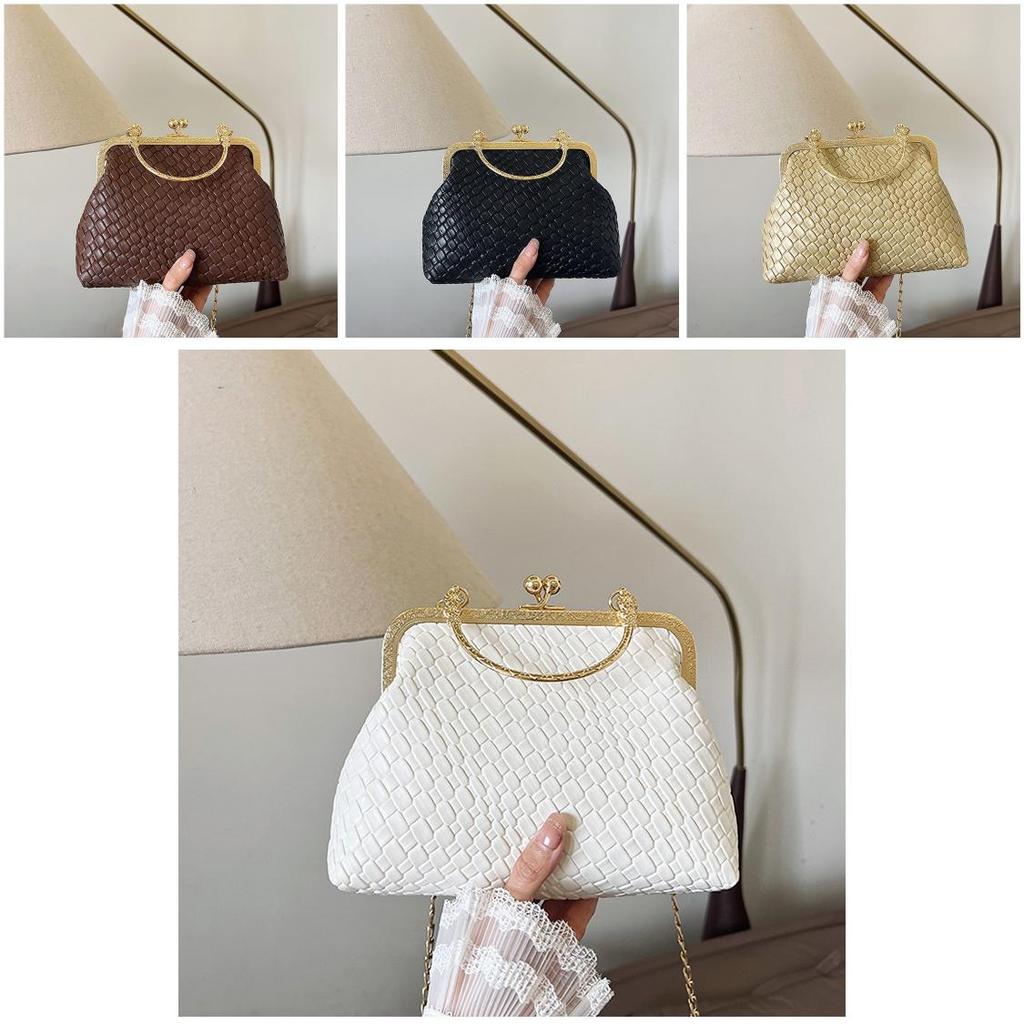 Fashion Woven Shell Bag With Chain Strap For Daily Casual Use