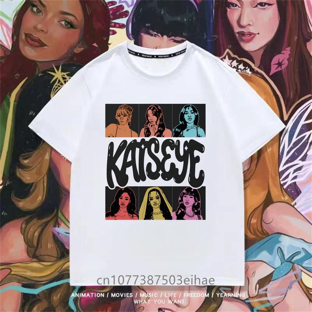 Girls Graphic Tshirt Suitable for Children Featuring KATSEYE Print Design Casual Short Sleeves Crew Neck