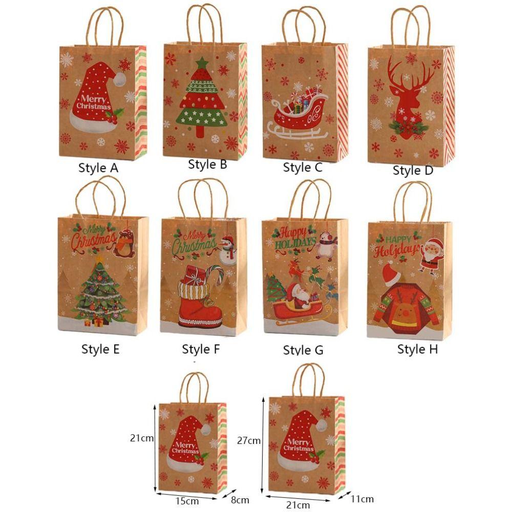 10Pcs Kraft Paper Gift Packaging Bags Reusable Tote Bag Practical Christmas Gift Bag  New Year