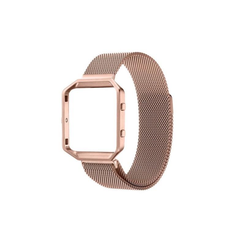 Elegant Milanese Metal Strap Wrist Band Bracelet With Frame For Fitbit Blaze Watch Tracker