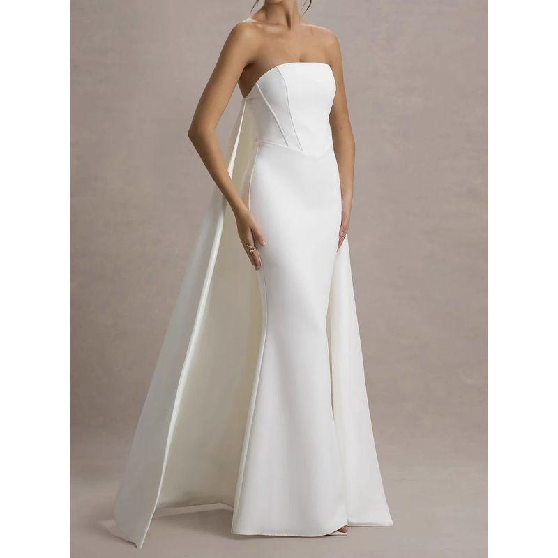 Foreign Trade Order CL Sexy Simple Wrap-around Banquet Party Wedding Fashion Gyaru Slimming Beautiful Shawl Dress