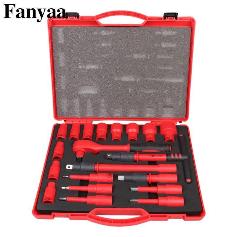 Fanyaa VDE 1000V Insulated 1/2  Hex Socket Wrench Set, 20-Piece C4202