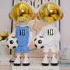 1pc Astronaut Football Figurine,Creative Resin Home,Office Decor,Blue/White Soccer Player Astronauts with Golden Helmets, Fun Sports,Themed Decoration