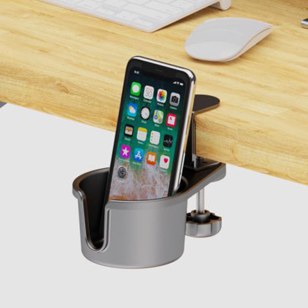 FUGEST 360-Degree Rotating Drink Holder, Desk Cup Holder, Headphone Stand, Earphone Stand, 90mm9cm Inner Diameter, Easy Installation,