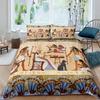 Pharaoh Bedding Sets,King Size 3D Ancient Egypt Tribe Decor Comforter Cover Set for Adult Egyptian Pyramid Polyester Duvet Cover