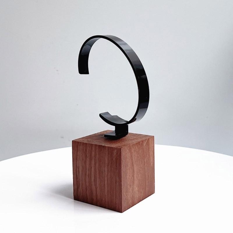 Supporto per Orologi in Legno di Noce Fatto a Mano Elegante Supporto Espositore per Orologi a Forma di C Portaoggetti per Orologi da Casa e Negozio
