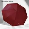 24-Rib Automatic Folding Umbrella: Men's Sun & Rain Protection with High-End Feel In Black