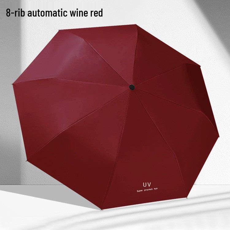 24-Rib Automatic Folding Umbrella: Men's Sun & Rain Protection with High-End Feel In Black