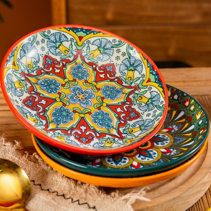 6.5inch Bohemia Ceramic Western Steak Plate Vintage Household Resterant Creative Bone Dish Fruit Dinner Tableware Plate 2025 New