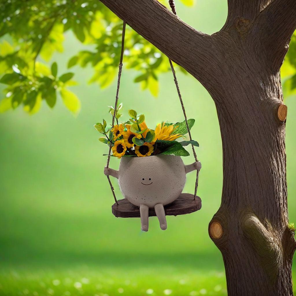 Resin Modern Minimalist Cartoon Pattern Cross-border New-style Cute Succulent Swing Flower Pot Craft Creative Home Decor Planter