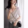 Women's Ice Silk Knit Hollow Out Cardigan & Skirt Set - Summer Short Sleeve Loose Fit