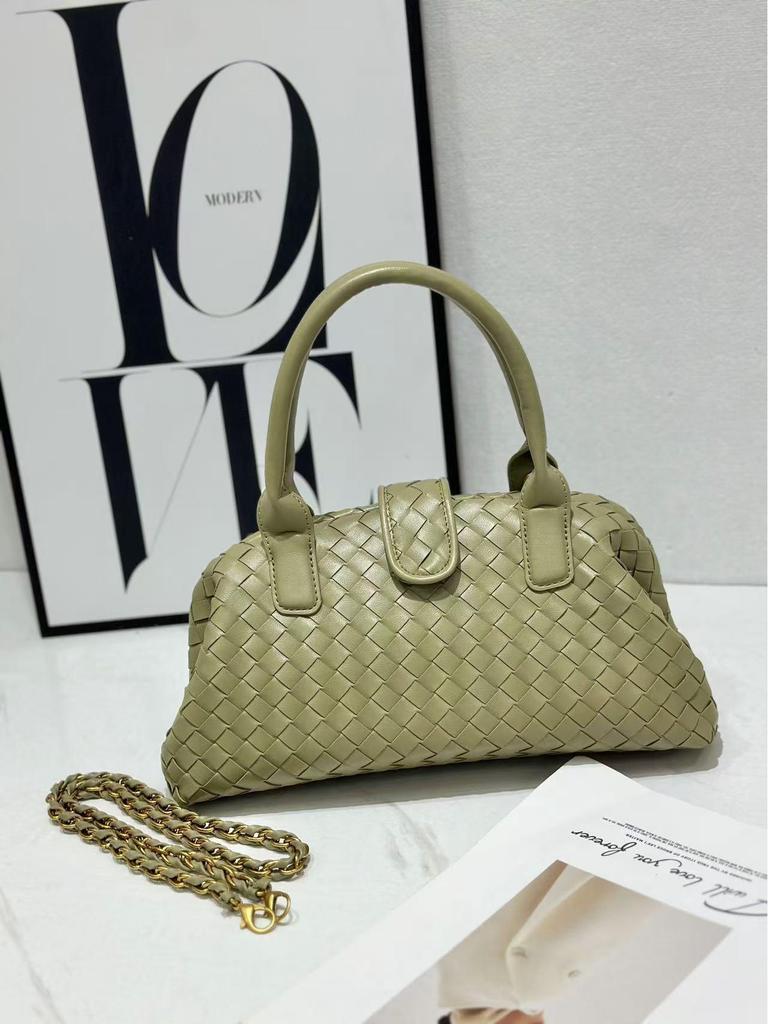 Genuine Leather Women's Crossbody Handwoven Boston Bag