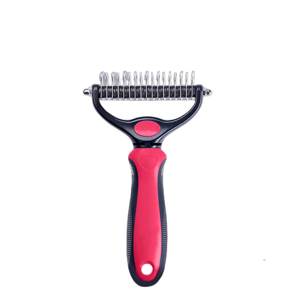 Pet Deshedding Brush - Double-Sided Undercoat Rake for Dogs & Cats - Shedding Comb and Dematting Tool for Grooming, Extra Wide