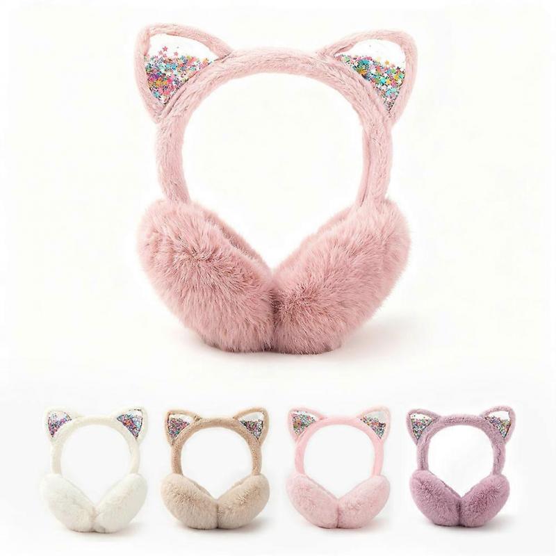 Winter warm cat ear quicksand earmuffs for women Ideal gift for girls & women in cold season for Fashion Statement