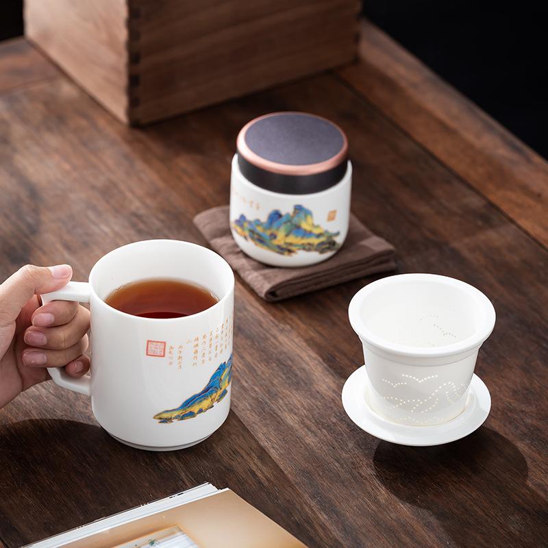 Business holiday gifts, souvenir gifts, office tea cup set, gift box for customer leadership company opening
