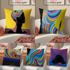 Vibrant Retro Interesting Psychedelic Lines Art Cushion Cover Linen Pillowcase Cover Soft Decor for Sofa Home Room