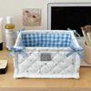 Korean Pink Plaid Quilted Storage Basket - Aesthetic Living Room & Bedside Organizer
