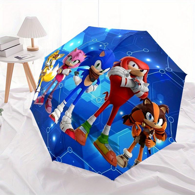 

1pc Sonic the Hedgehog Automatic Folding Umbrella - Portable 3-Fold Design, 8-Bone Iron Frame Outdoor Umbrella, Ideal Gift for Fans, Travelers, D