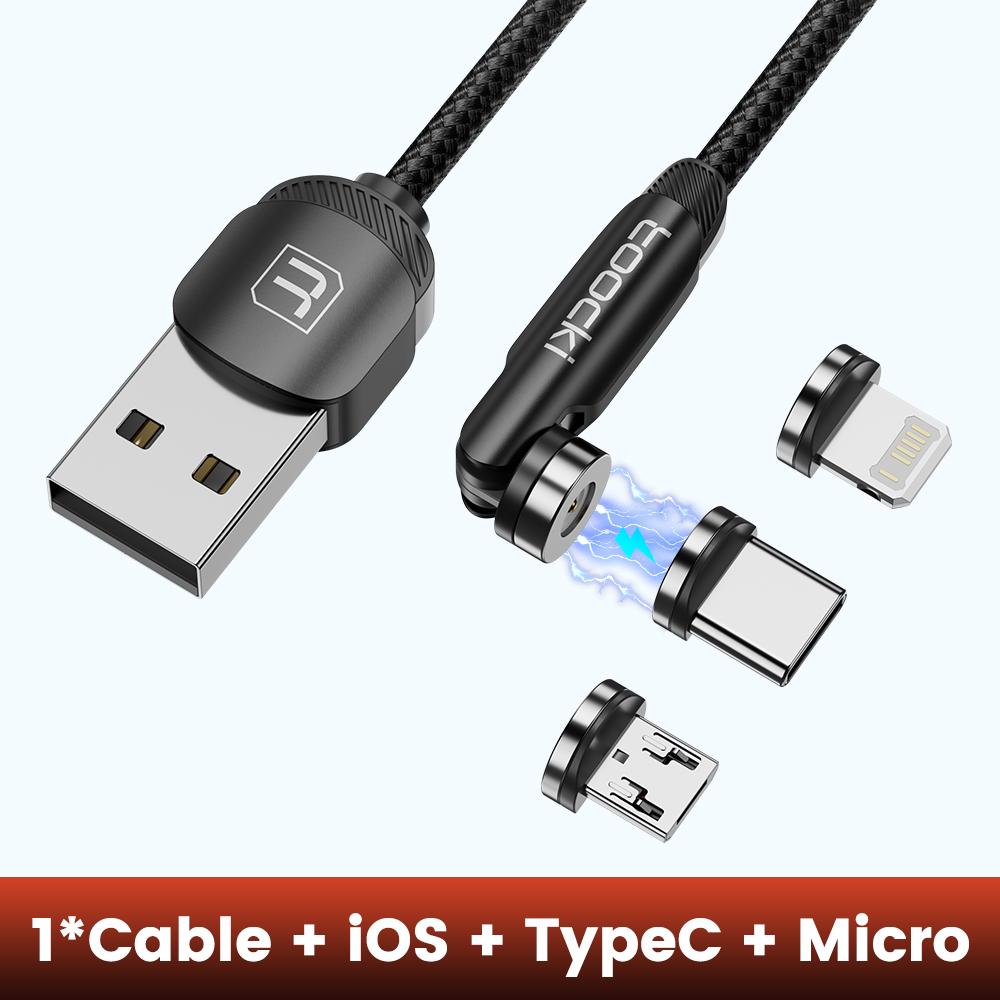 Magnetický kabel Toocki Rychlé nabíjení Micro USB Type C Kabel pro iPhone Samsung Xiaomi Magnetická nabíječka pro mobilní telefon Datový kabel