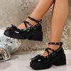 Fashion Academy Style Retro 2025 Women's Summer New Platform Single Shoes Cute Cross Strap Mary Jane Shoes