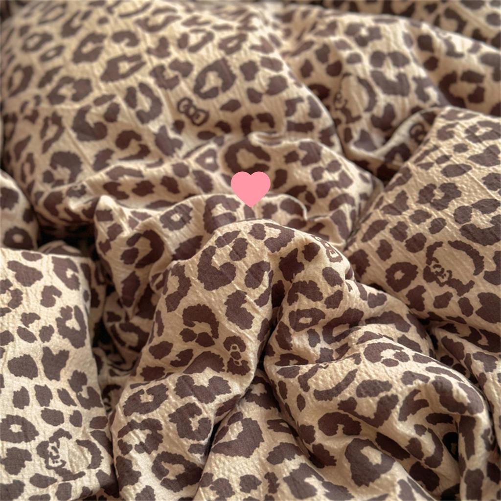 2026 Washable Leopard Print Chenille Kitten Bedding Set - Leopard Theme