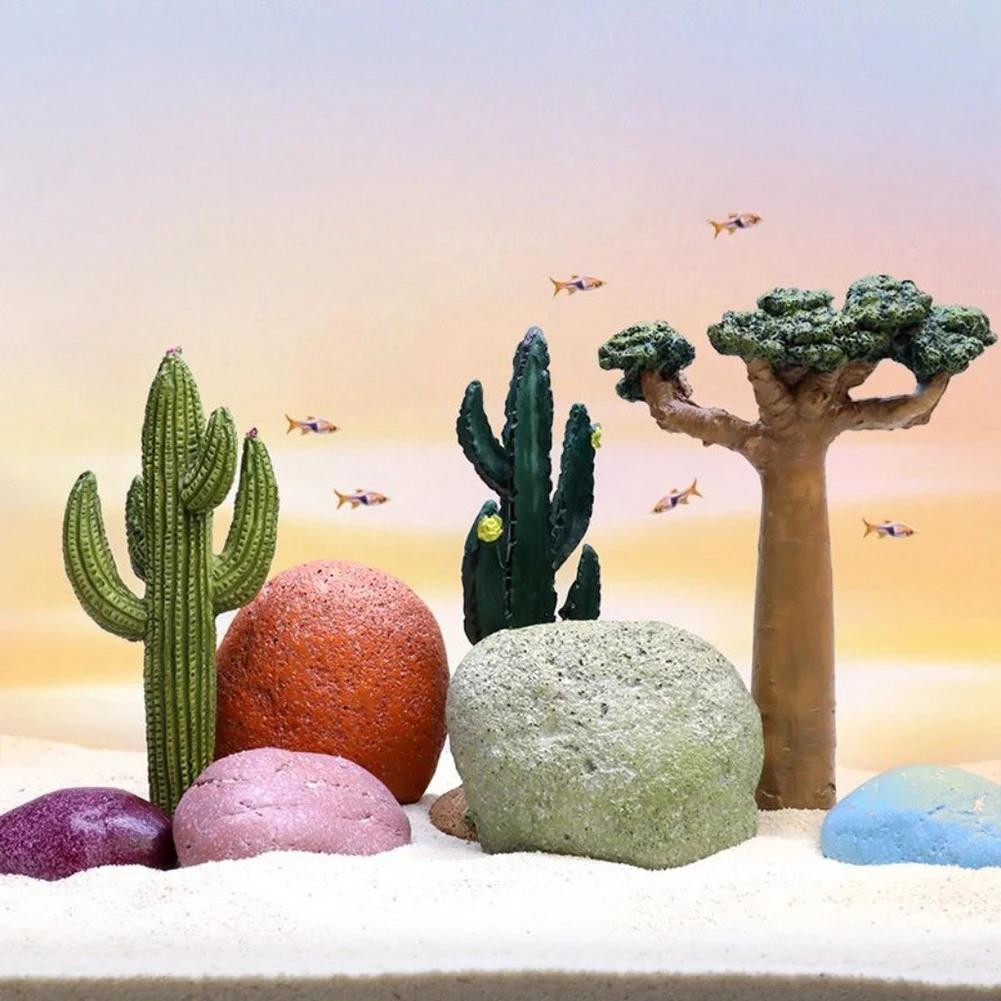 Desktop Micro Landscape Ornament Artificial Simulation Cactus Fake Plants Aquarium Decor Fish Tank Landscape