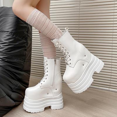Fashion 20 CM Women Platform Boots Casual Outdoor Shoes Chunky Simple Design Ankle Boots Cool Nightclub Party Cosplay Shoes
