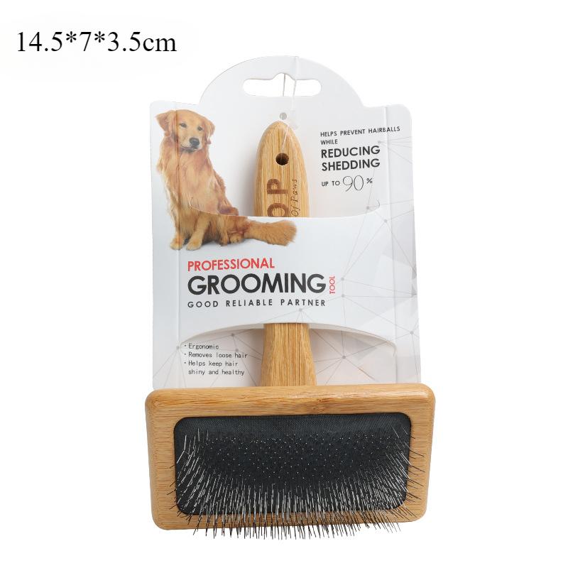 

Собаки Коти Домашні тварини Аксесуари Інструменти Розкритий вузол Гребінці для домашніх тварин Міцний щільний гребінець з ручкою з натурального бамбука та щітка для волосся з нержавіючої сталі