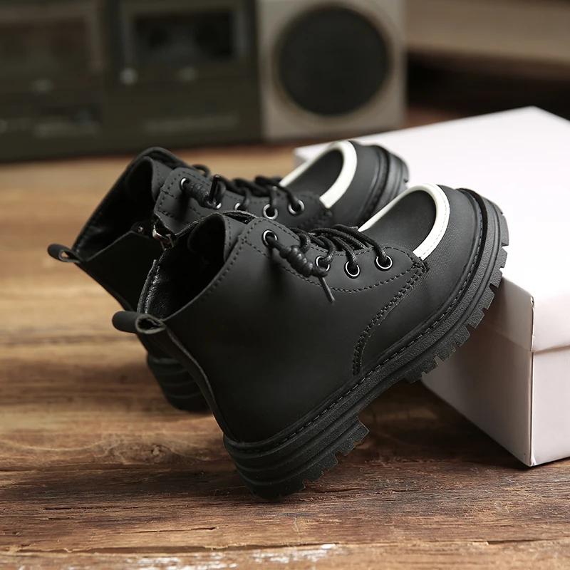 2024 Children Fashion Boots for Girls Boys Autumn Winter New Korean Style Soft Bottom Anti-slippery Versatile Plush Leather Shoe