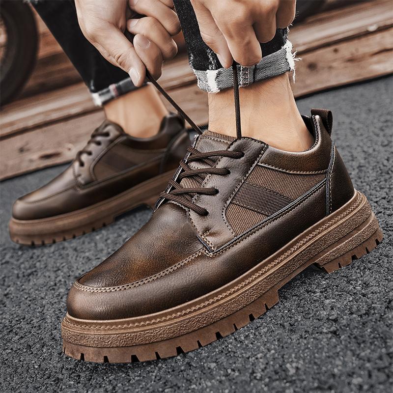 Mijn herfst nieuwe Britse lage casual herenschoenen Martin boots, kaki, bruin