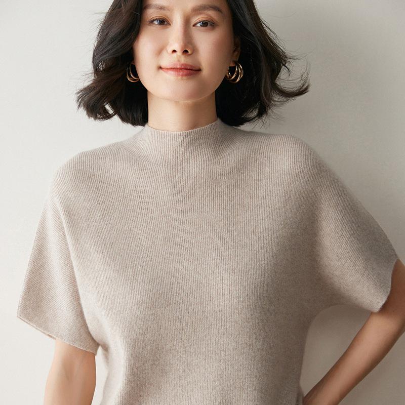 2026 Autumn/Winter High-Quality Cashmere Round Neck Five-Sleeve Sweater