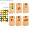 Christmas Gift Bags with Stickers - 24 Sets Advent Calendar Candy Paper Bags