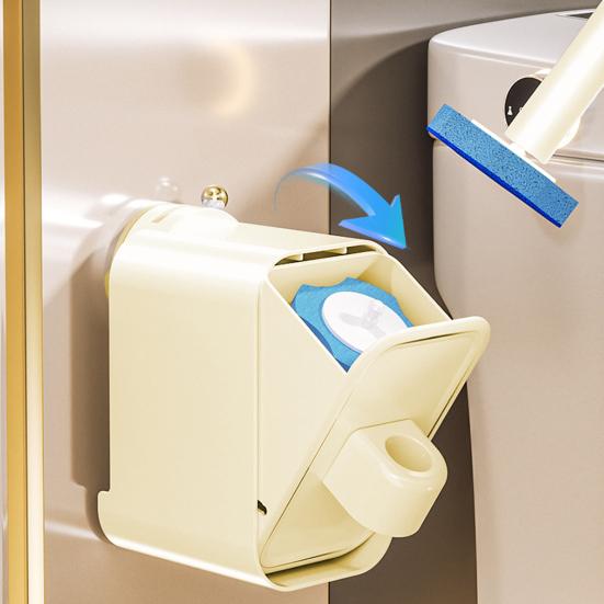 Disposable Toilet Brush Head with Sealed Odor-Proof Storage Bucket Wall-Mounted Ergonomic Handle Bathroom Brush Set