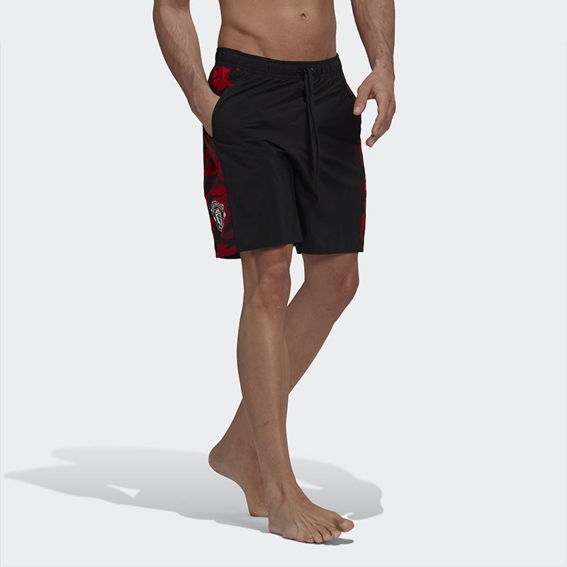adidas Manchester United Soccer/Football Sports Training Patchwork Print Shorts Black Men's GM8984