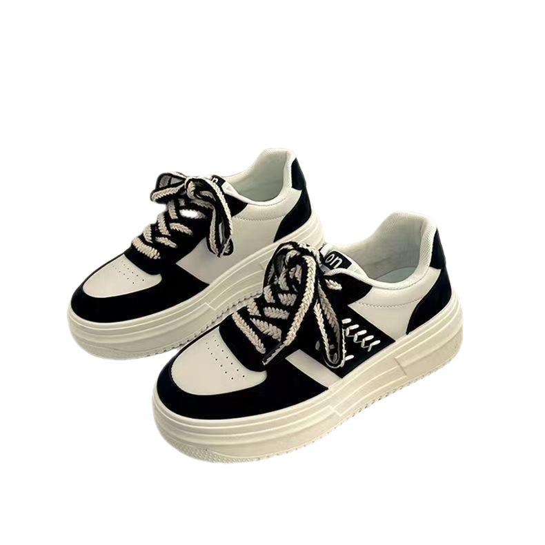 

Белые туфли для женщин, новые весенние и осенние, дышащие, универсальные, повседневные, спортивные, с толстой подошвой, увеличивающие рост, модные туфли 40