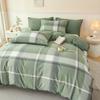 100% Cotton Luxury Bedding Set – Premium Duvet Cover + 2 Pillowcases, Classic Plaid Style, Soft & Breathable Comforter Cover Set